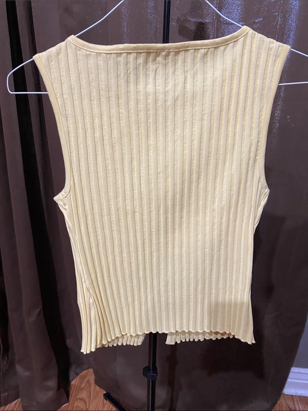 Free People Pale Yellow Ribbed Button Tank - Picture 6 of 6